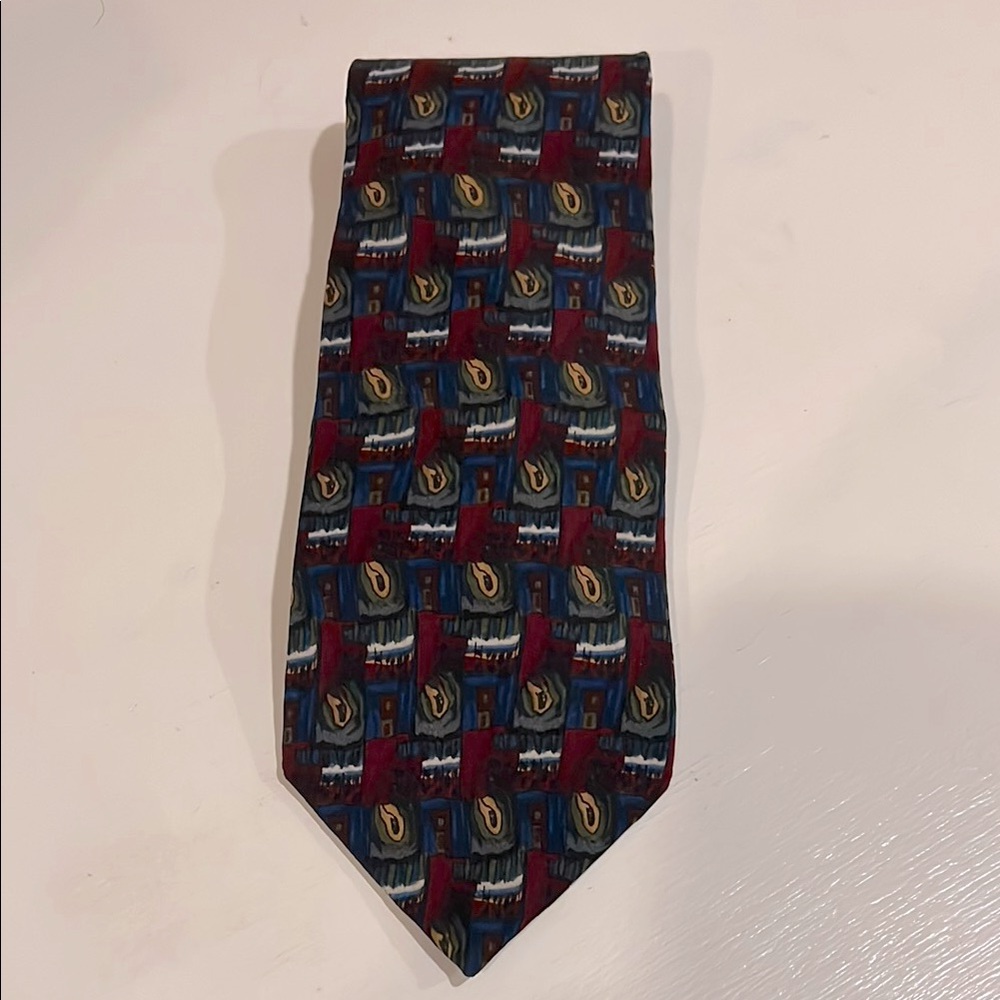 Vintage JERRY GARCIA Men’s Neck TIE Burgundy Blue Gold Green White GRATEFUL DEAD